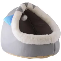Cat Plush Bed Grey-Sky Blue Display